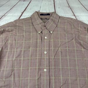 Alan Flusser Shirt Mens XL Brown Green Plaid Button Down Long Sleeve Cotton